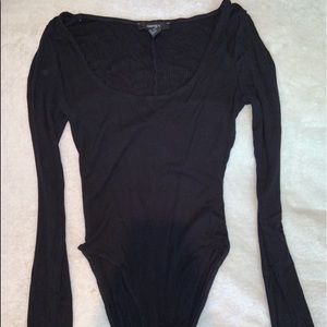 Basic black scoop neck long sleeve body suit